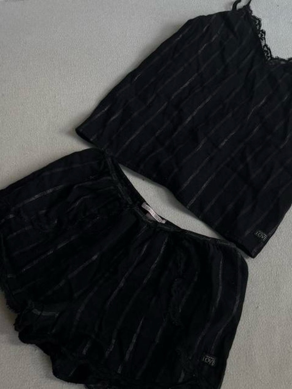 Black lace lingerie set Victoria secret y2k 100% cotton pyjama sleep set